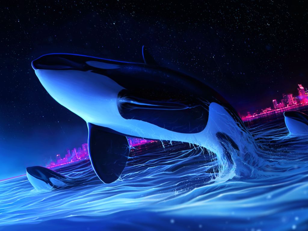 Orcas At Night wallpaper