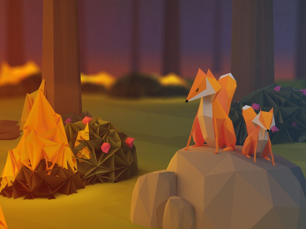 Origami Foxes wallpaper