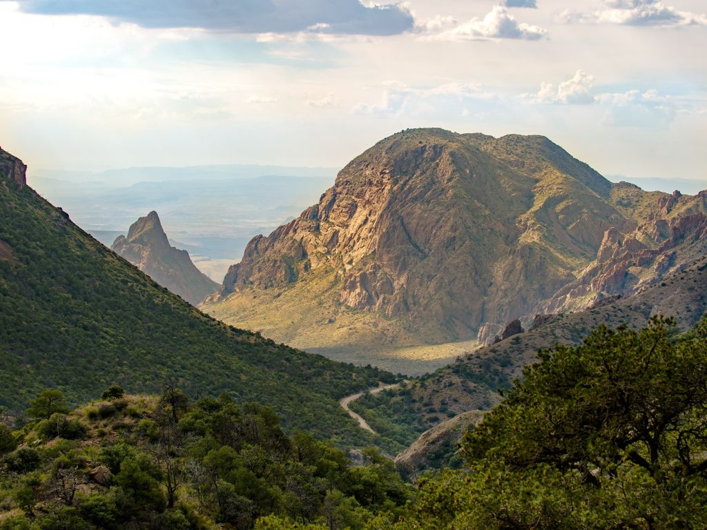 Overlooking Chisos Basin and The Window From Lost Mine Trail in Big Bend National Park wallpaper