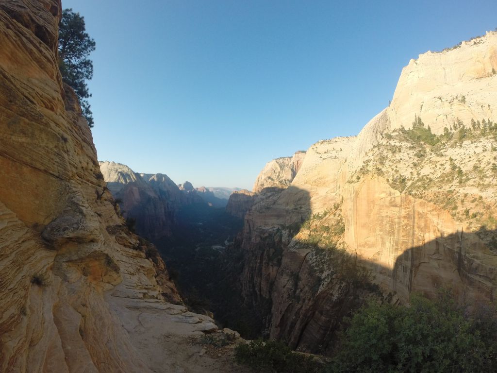Peering into the Canyon Angels Landing Trail Zion National Park UT wallpaper