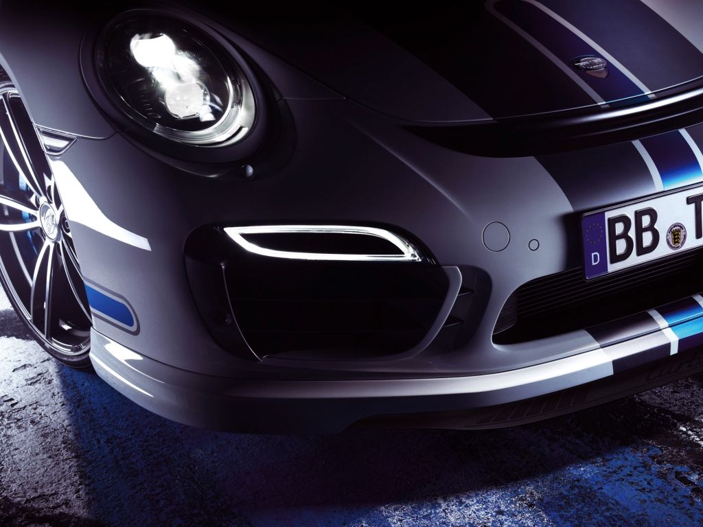 Porsche Headlights in the Night wallpaper