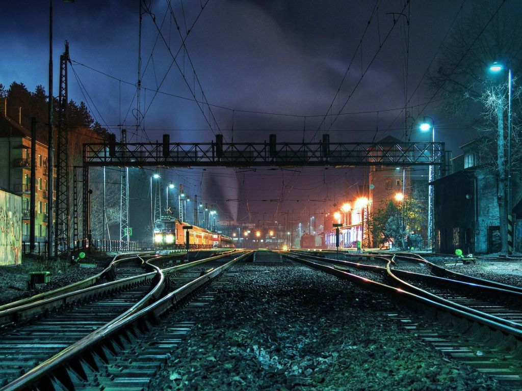 Rail Yard at Night wallpaper