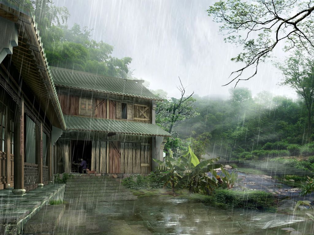 Rain, House wallpaper