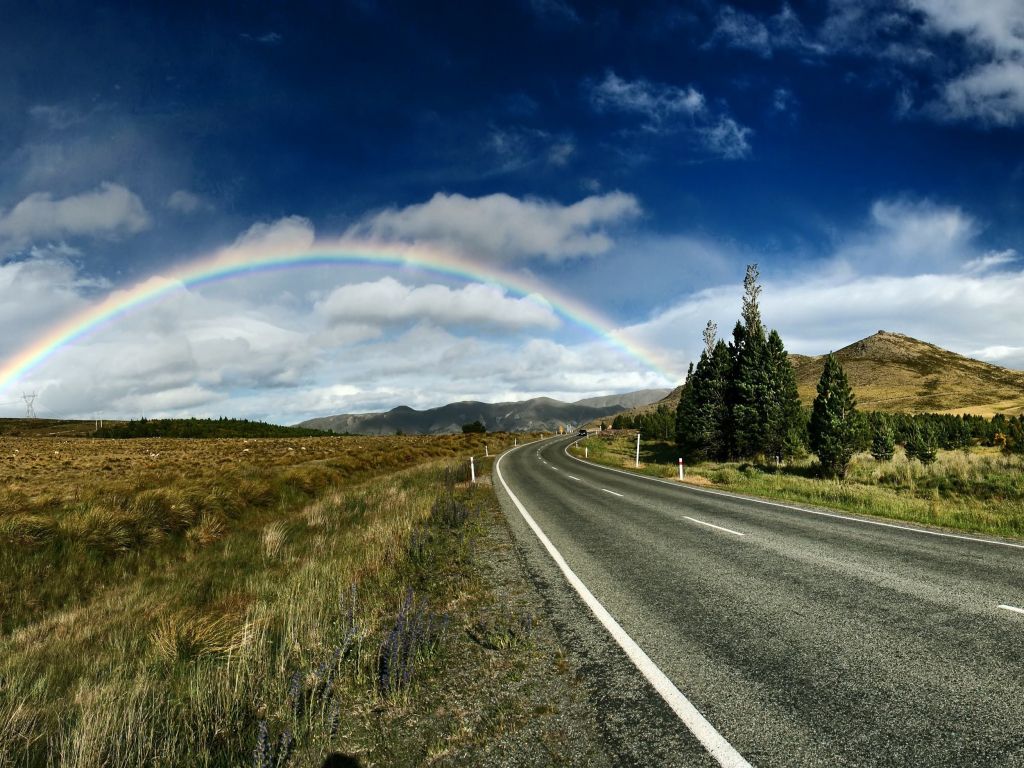 Rainbow and Road wallpaper