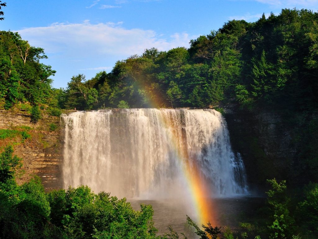 Rainbow and Waterfall wallpaper