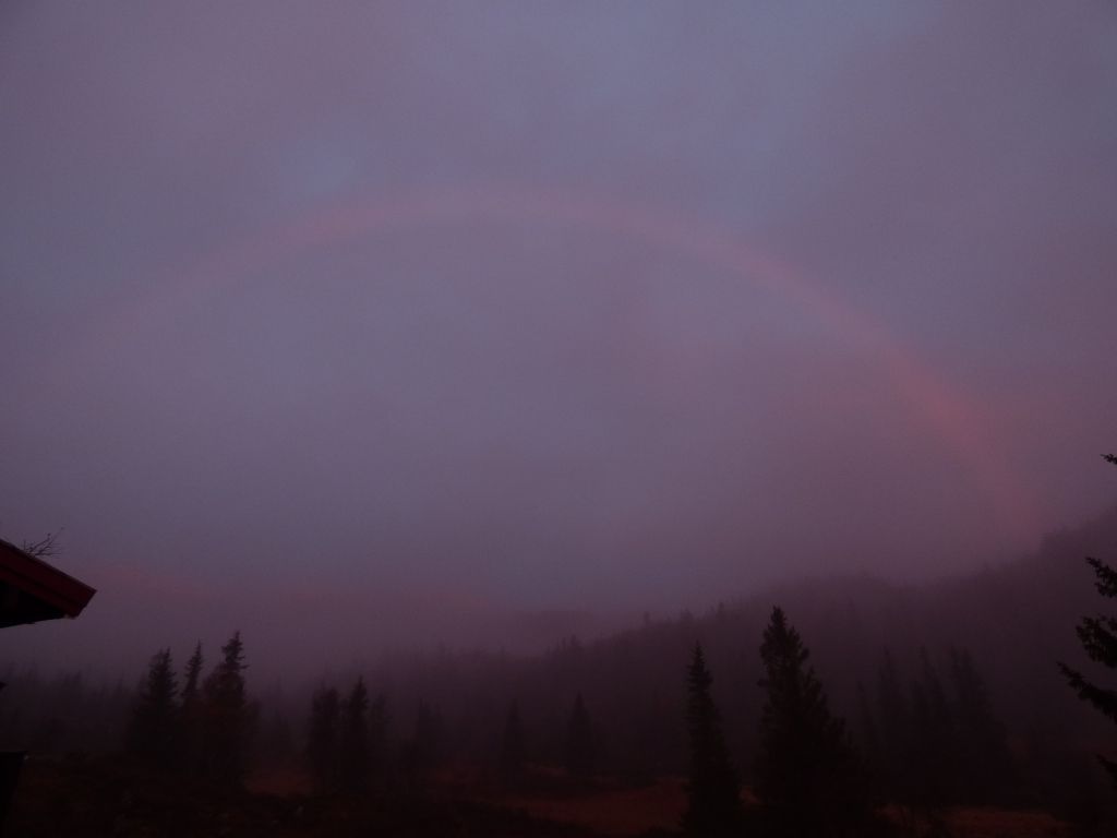 Rainbow in the Morning Fog You Can Only See the Red Parts of the Color Specter Norway wallpaper