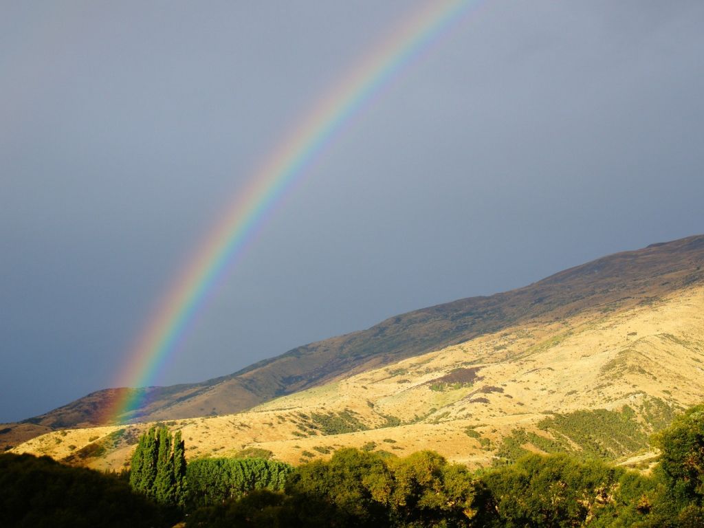 Rainbow New Zealand Hill wallpaper