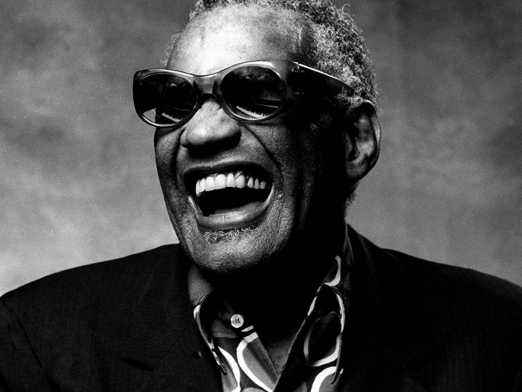 Ray Charles Portrait in Black and White wallpaper