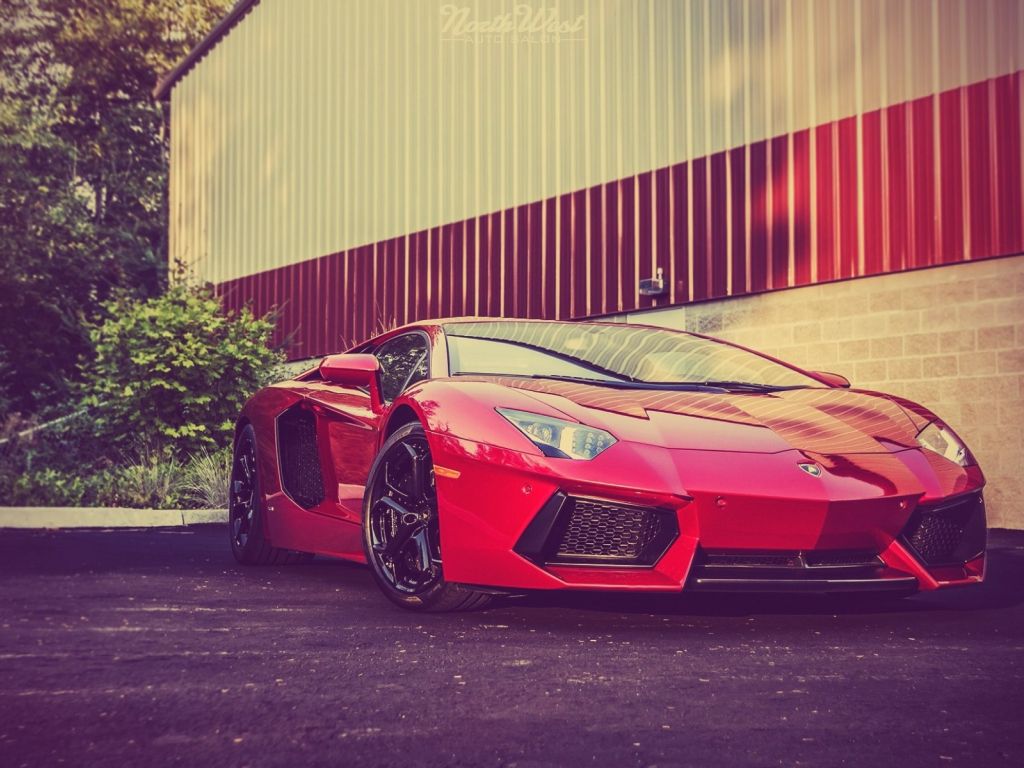Red Lamborghini With Effect wallpaper