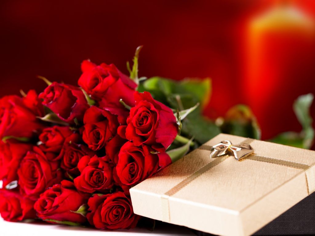 Red Roses Bouquet Valentines Day wallpaper