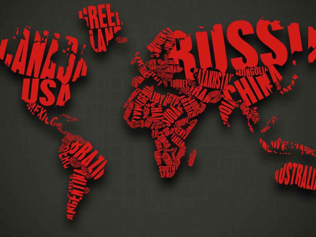 Red World Map Typography wallpaper