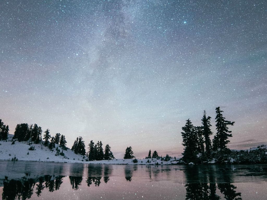 Reflection at Elfin Lakes Shows Milky wallpaper