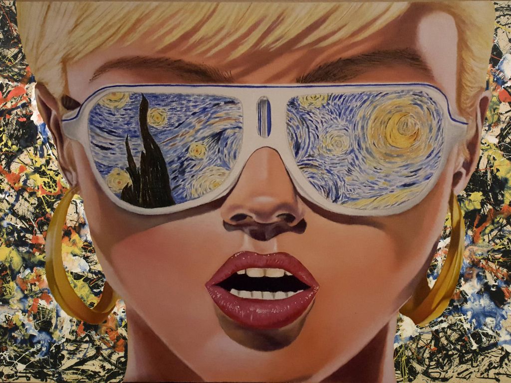 Retro Girl With The Starry Night in Glasses wallpaper