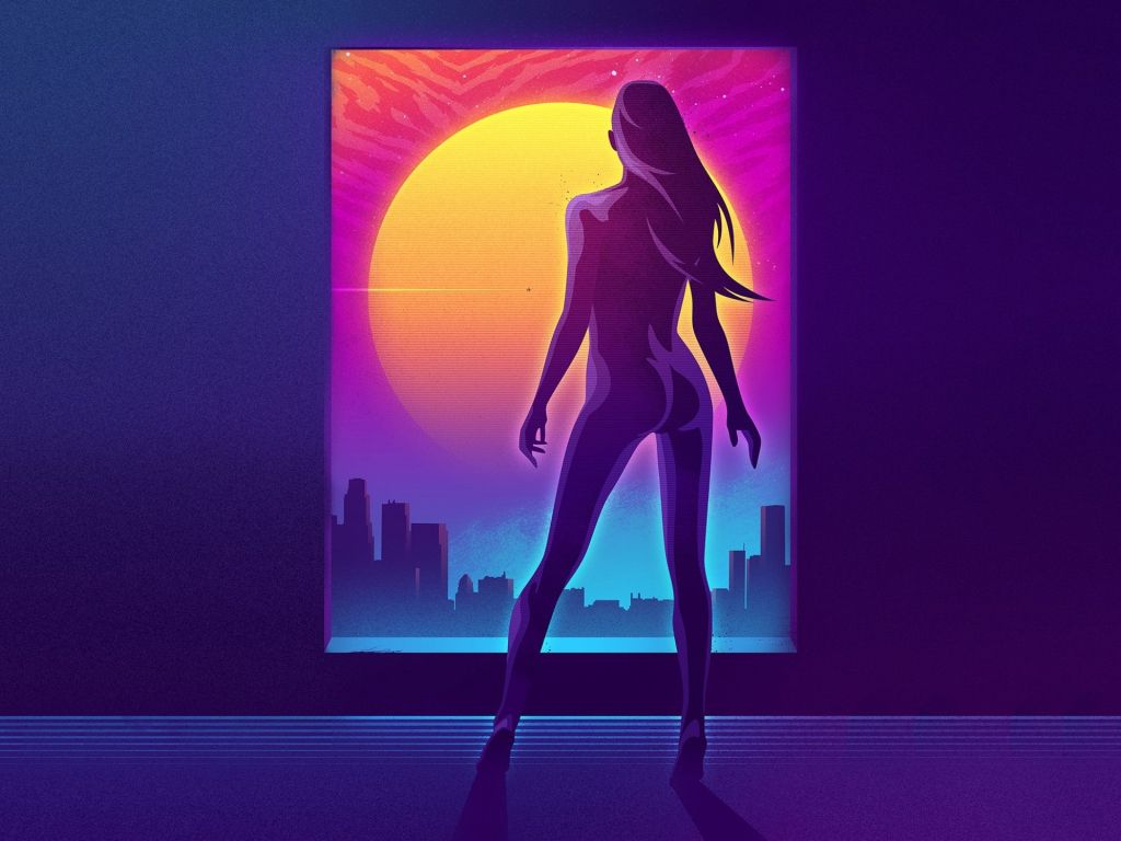 Retrowave Neon Girl wallpaper