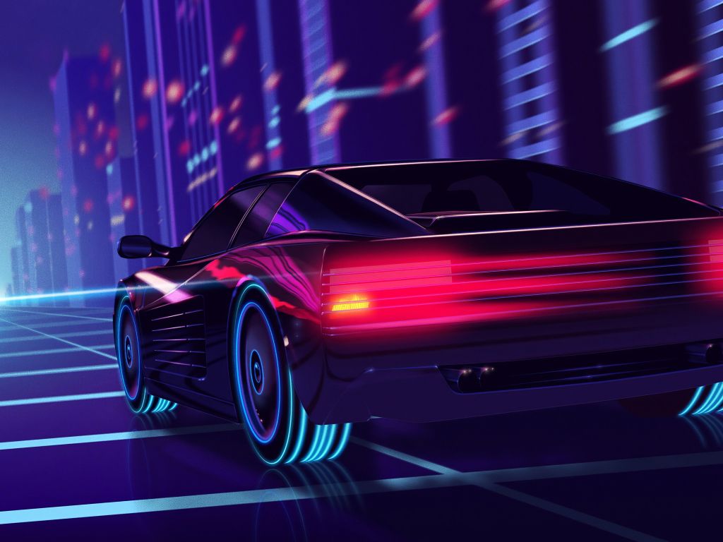Retrowave Neon Racing wallpaper