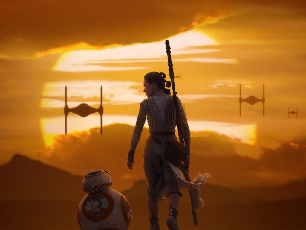 Rey and BB Star Wars The Force Awakens wallpaper