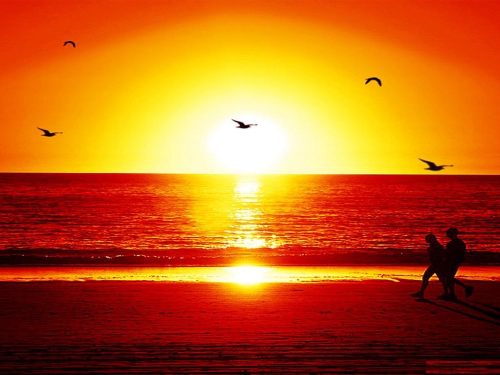 Romantic Beach Sunset Wallpaper In 1024x768 Resolution