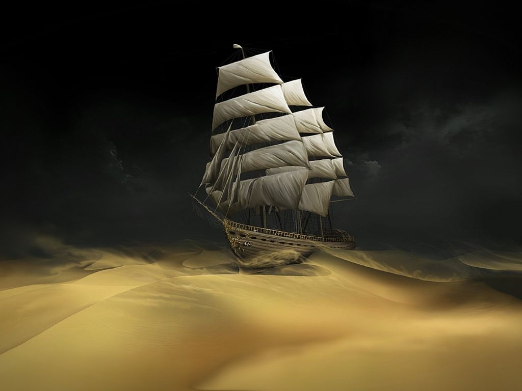 Sailboat in the Desert wallpaper