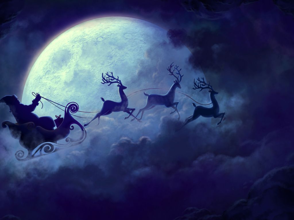 Santa Claus Moon wallpaper