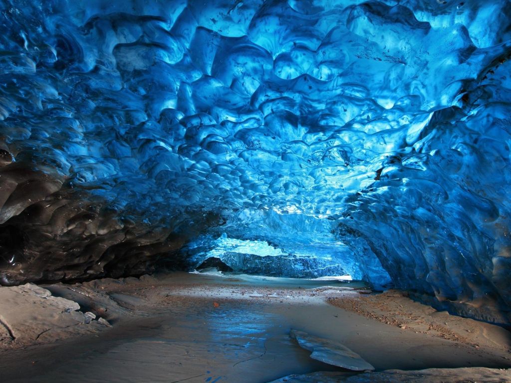 Skaftafell Ice Cave Iceland - Looks Like a Liquid Ceiling wallpaper