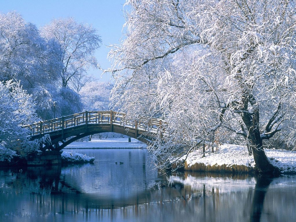 Small Bridge in Winter wallpaper