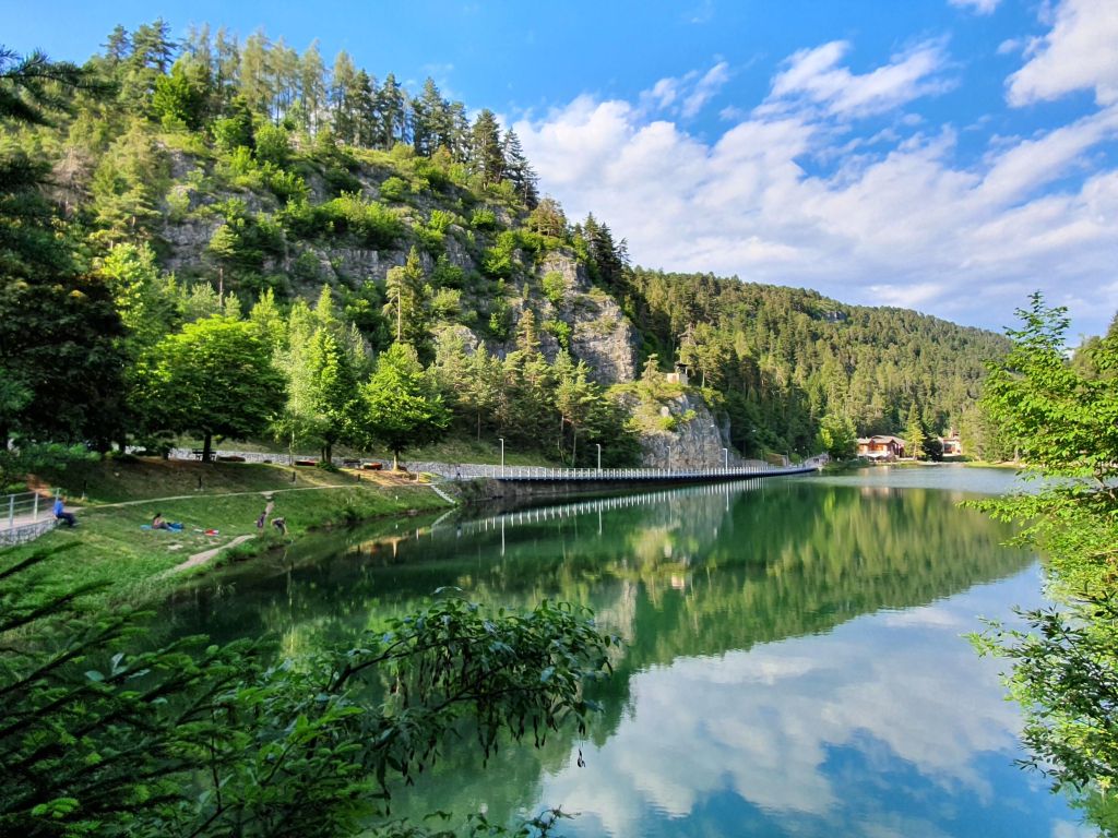 Smeraldo Lake in Trentino Italy OC wallpaper
