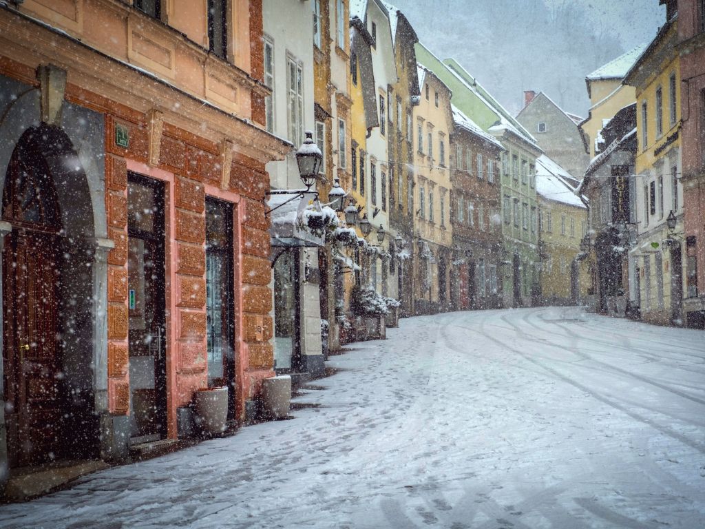 Snow in Ljubljana Slovenia wallpaper