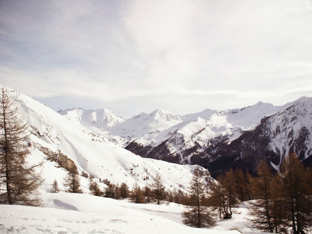 Snowy Mountain Pass in Ancelle France wallpaper