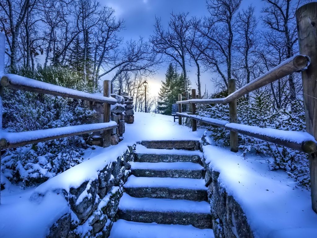 Snowy Stairway wallpaper