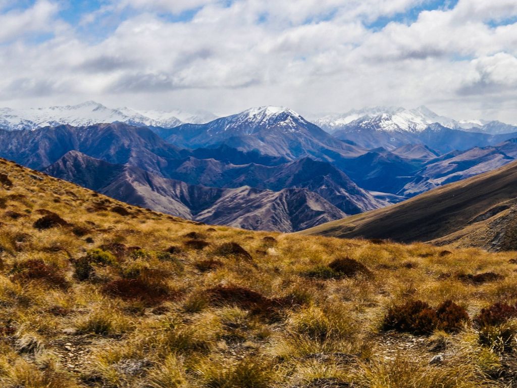 Southern Alps From Ben Lomonds Saddle Queenstown NZ wallpaper