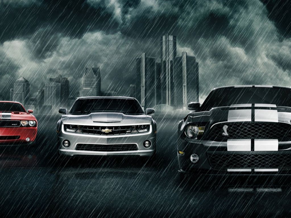 Sports Cars In Rain wallpaper