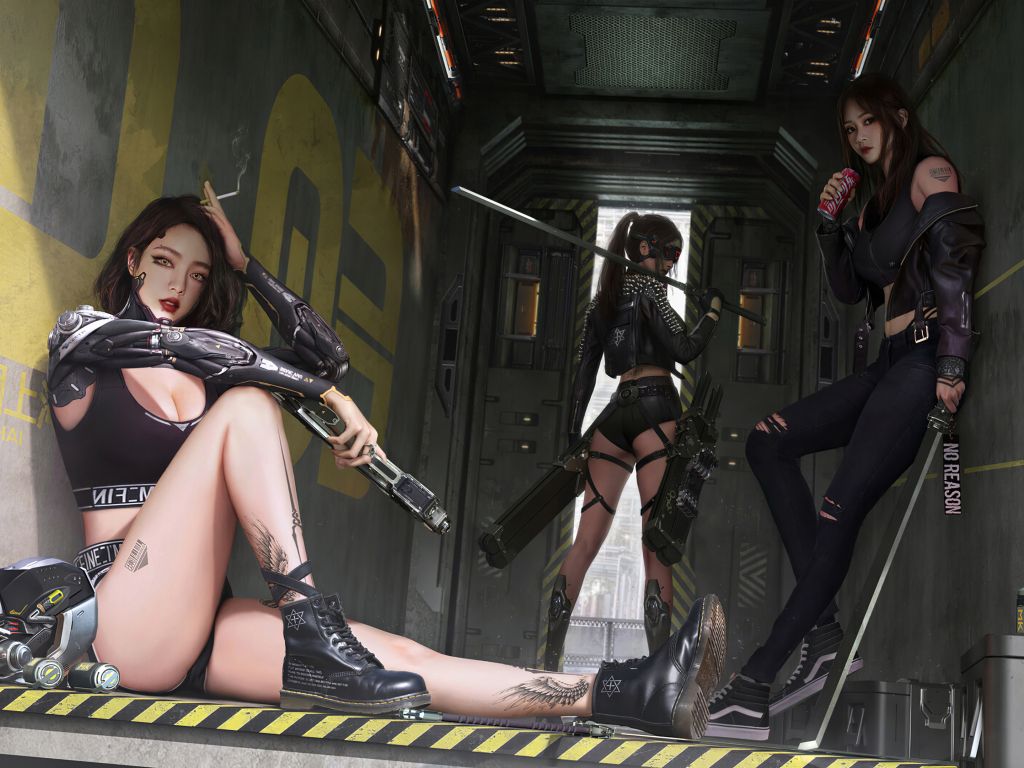 Squad of Cybergirls Assasins wallpaper