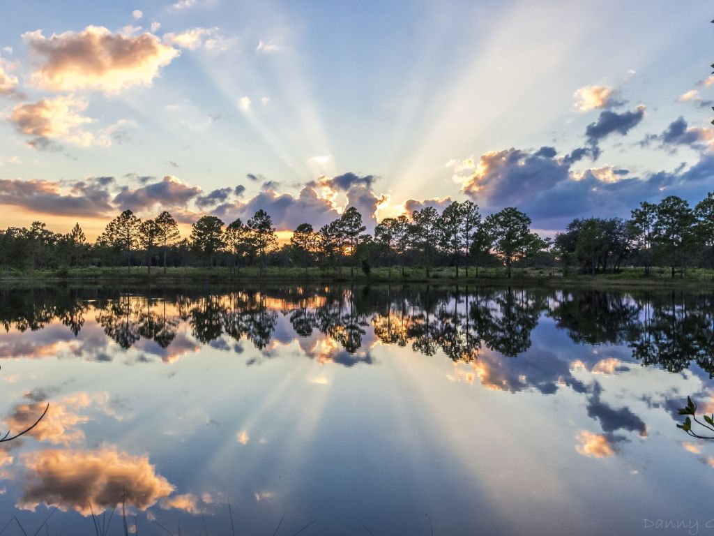 Sunrays at Sunset in Central Florida wallpaper