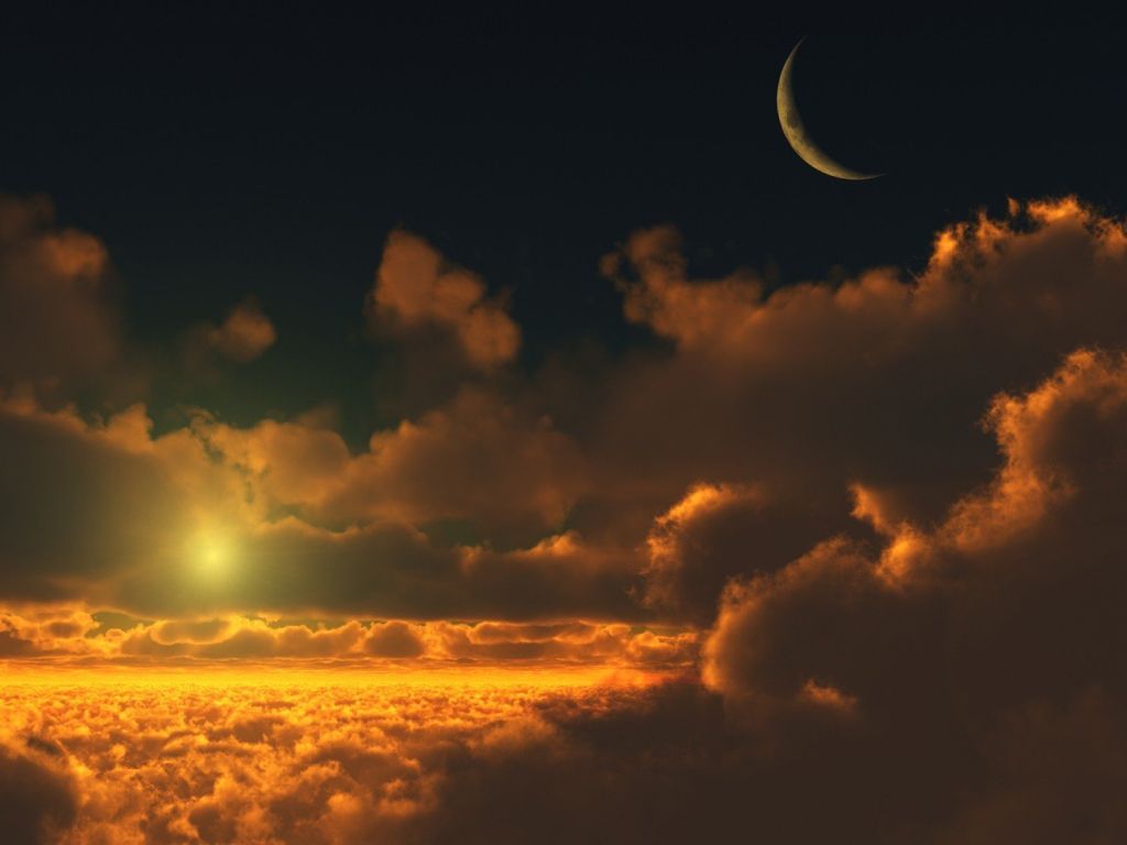 Sunset And Moonrise wallpaper