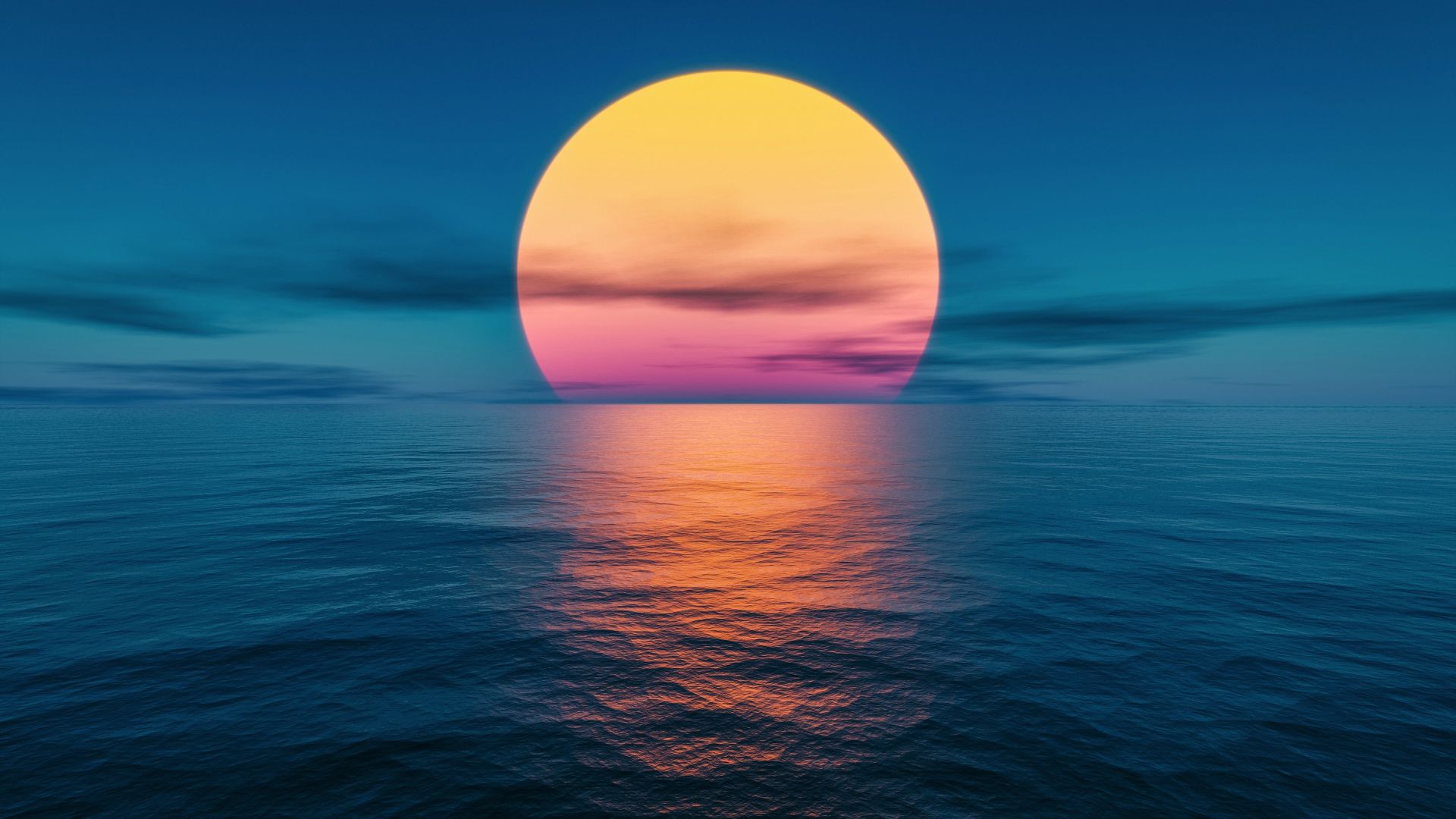 Sunset At The Ocean Wallpaper In 1920X1080 Resolution
