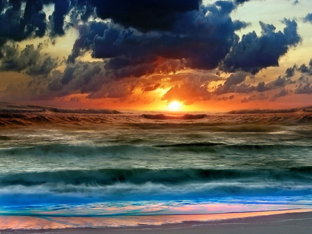 Sunset Beach Sky Clouds Scenery Wallpaper 4K HD PC 6540f