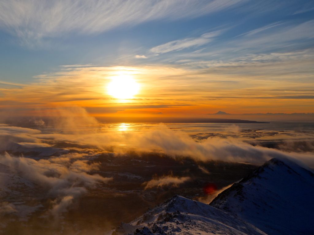 Sunset From the Peak of Wolverine Chugach State Park Alaska wallpaper