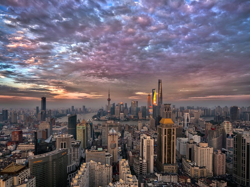 Sunset in Shanghai China wallpaper