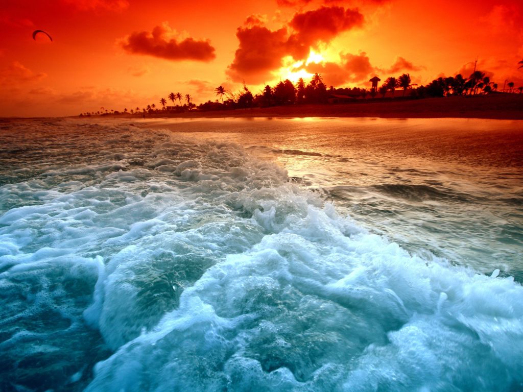 Sunset Over Beach Wallpaper In 1024x768 Resolution