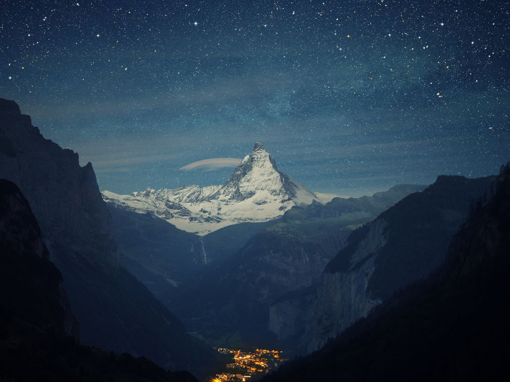 Switzerland Alps Mountain at Night wallpaper
