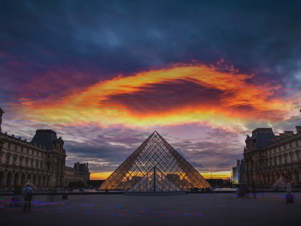 The Louvre Pyramid Paris France wallpaper