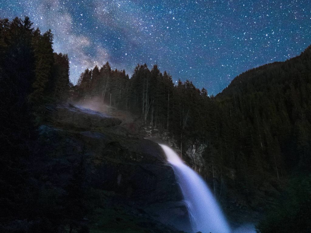 The Milky Way Above One of the Largest European Waterfalls wallpaper