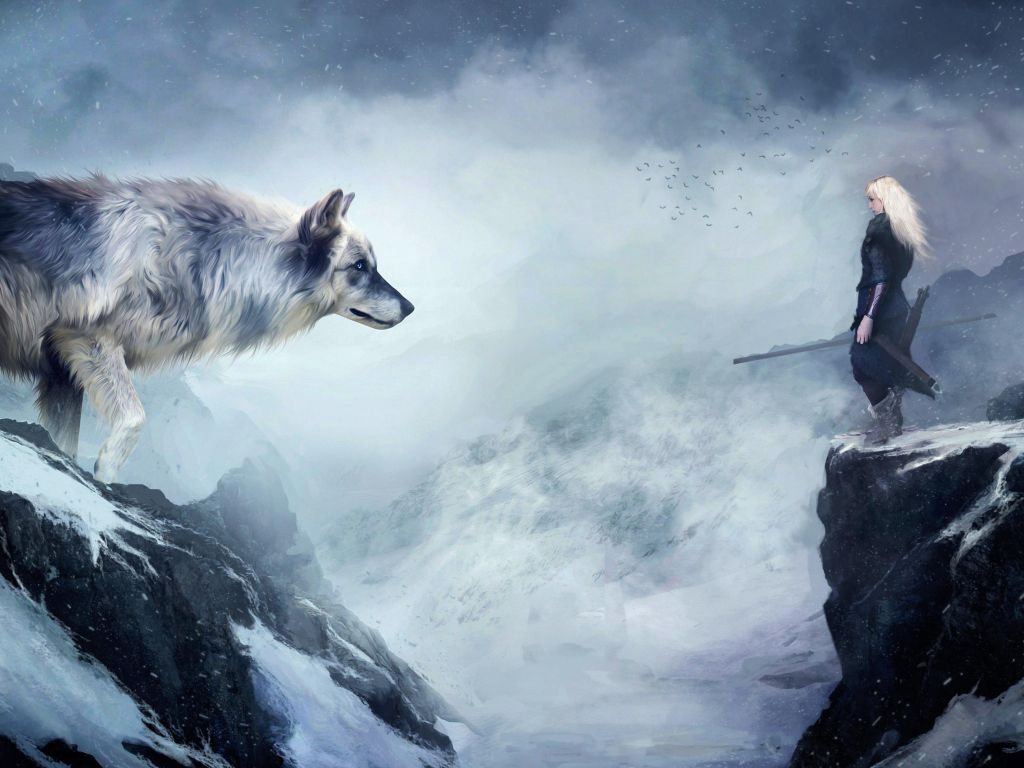 The Wolf and the Girl wallpaper