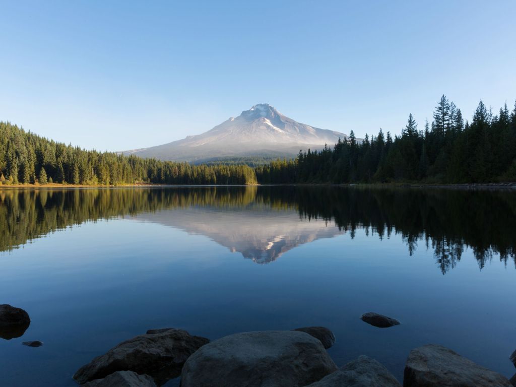 Mt Hood From Trillium Lake Just After Sunrise Yesterday Morning wallpaper