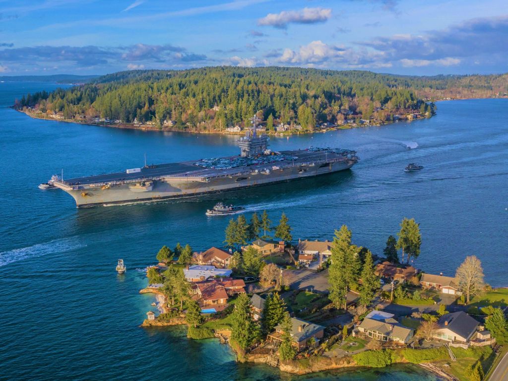 USS Carl Vinson in the Puget Sound wallpaper