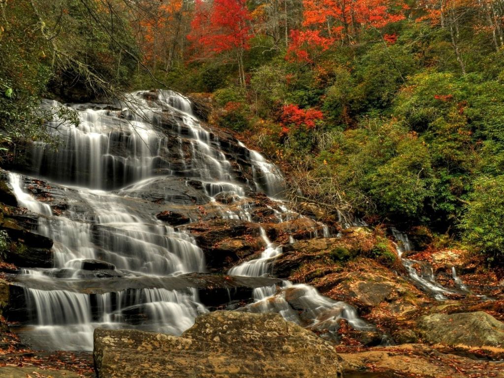 Waterfall in an Autumn Forest wallpaper