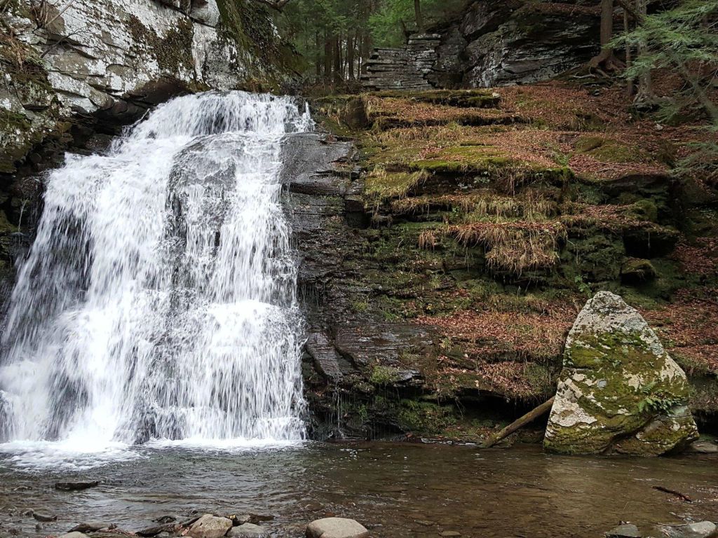 Waterfall Tucked Away From a Hiking Trail in Roscoe NY wallpaper