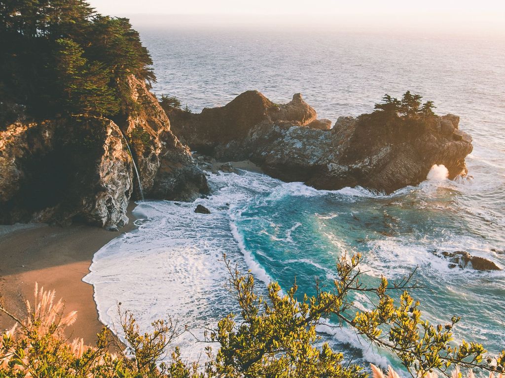 Went for a Little Roadtrip Up the West Coast and Caught Sunset at McWay Falls in Big Sur Along the Way wallpaper
