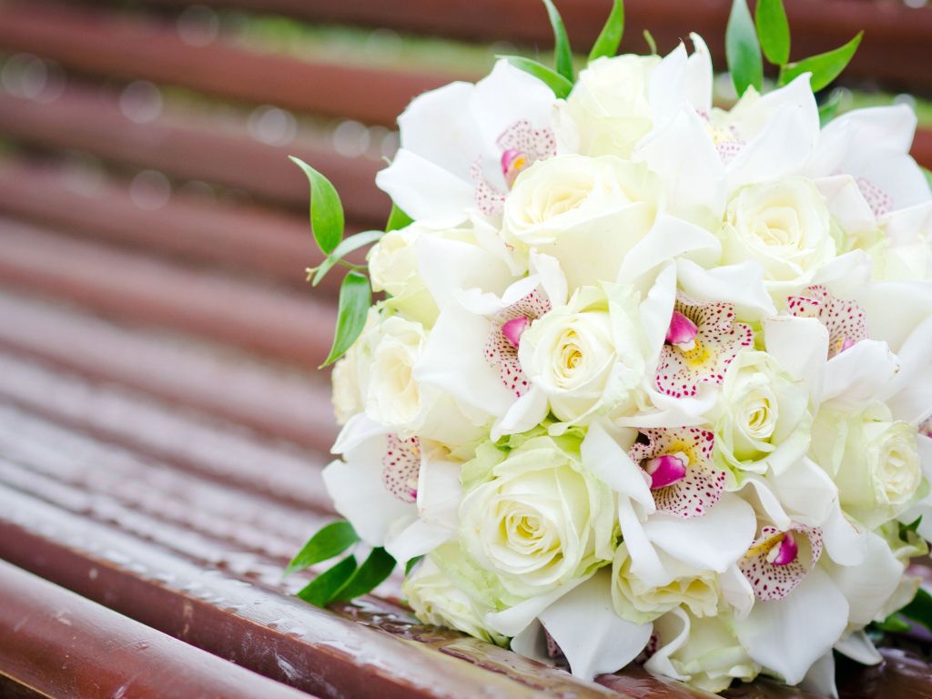 White Wedding Bouquet Orchids wallpaper