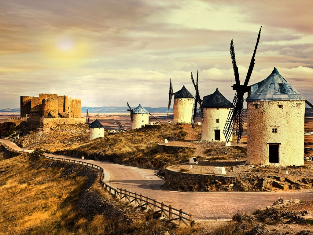Wind Mills and Castle wallpaper